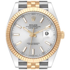 Rolex Datejust 41 Steel Yellow Gold Silver Dial Mens Watch 126333