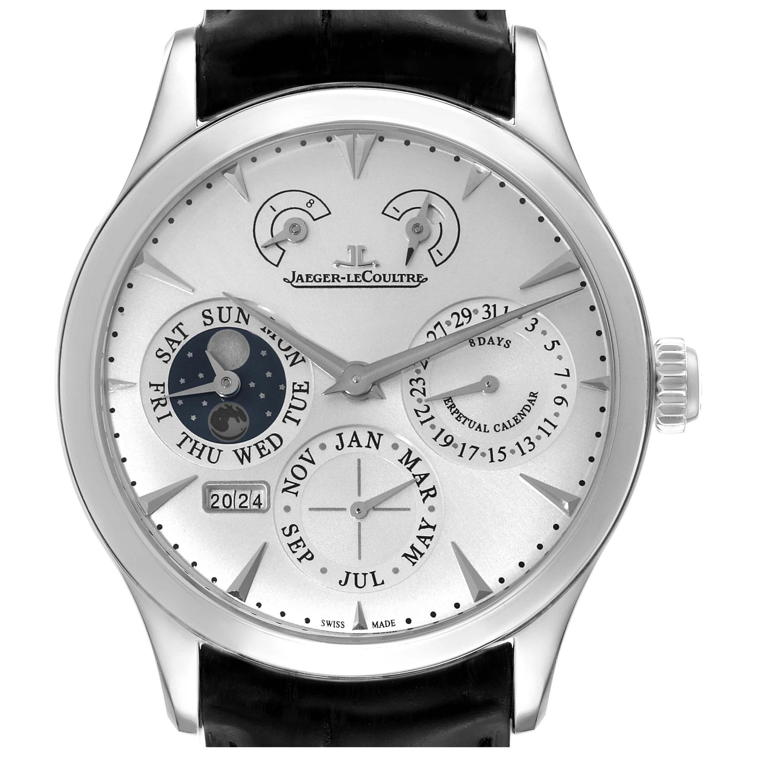 Jaeger LeCoultre Master Montre en acier avec calendrier perpétuel de 8 jours 174.8.26.S Q1618420 en vente