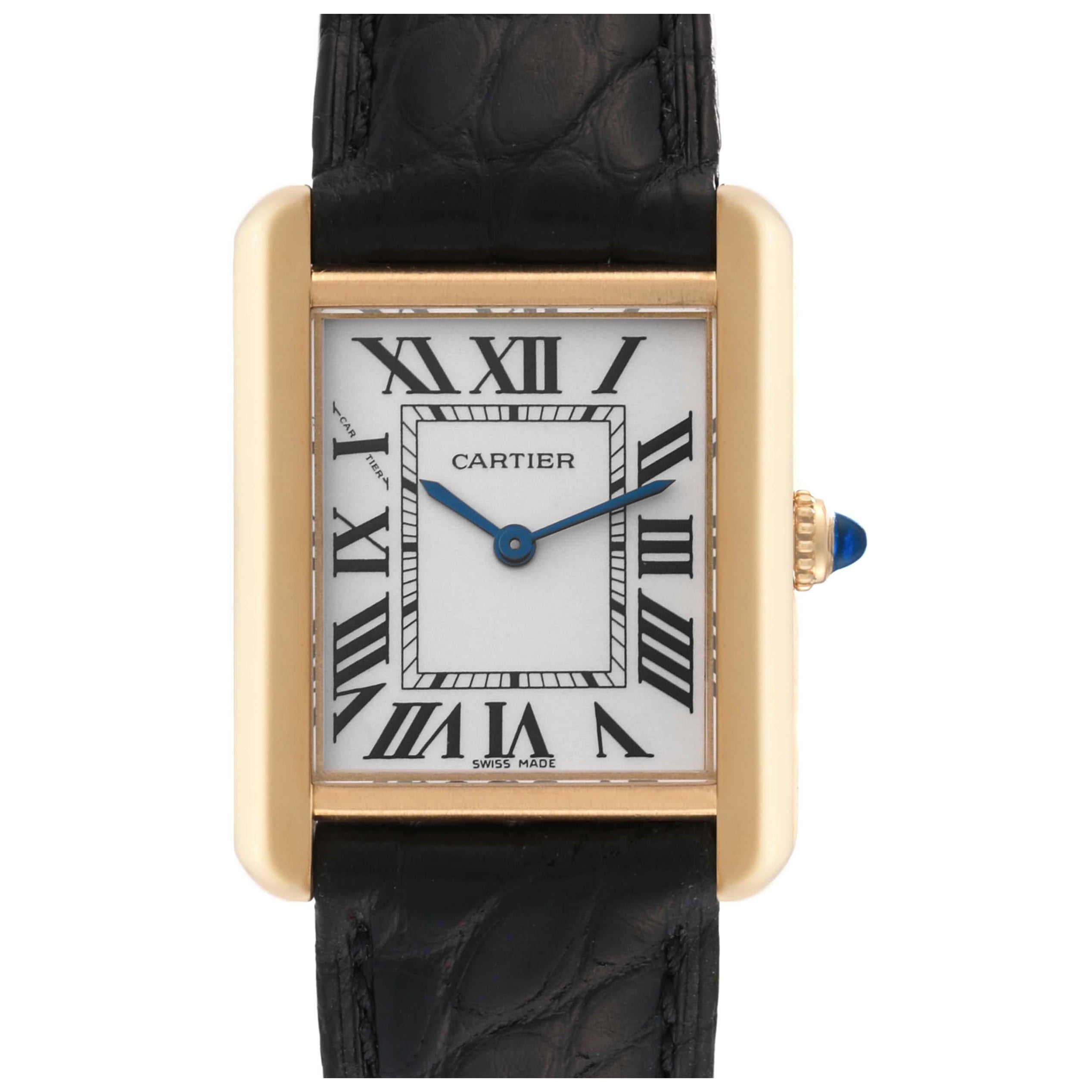 Cartier Tank Solo Small Yellow Gold Steel Silver Dial Ladies Watch W1018755 Card