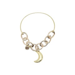 Moon Shape White & Rough Diamond Bracelet  (size S :  circumference 16.5cm )