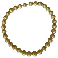 Collana di perle dorate dei mari del sud con diamanti e oro 