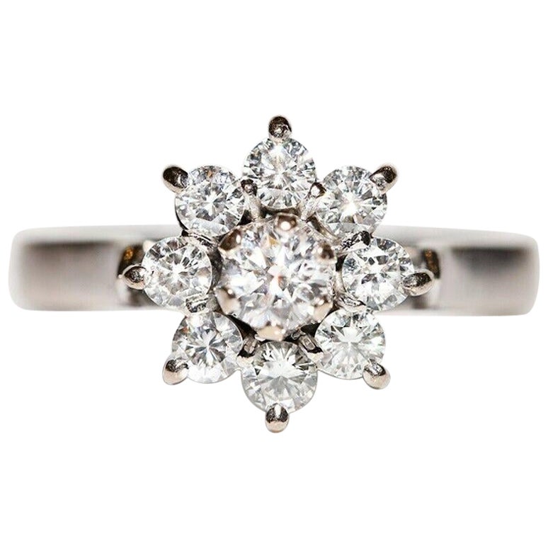 Jolie bague vintage d'origine des années 1990 en or 18 carats décorée de diamants naturels en vente
