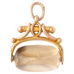 Antique Gold Citrine Spinning Fob Seal Pendant
