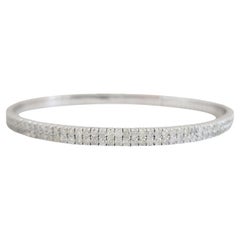 Bracelet jonc souple à double rangée en or blanc 14 carats de 4,87 carats