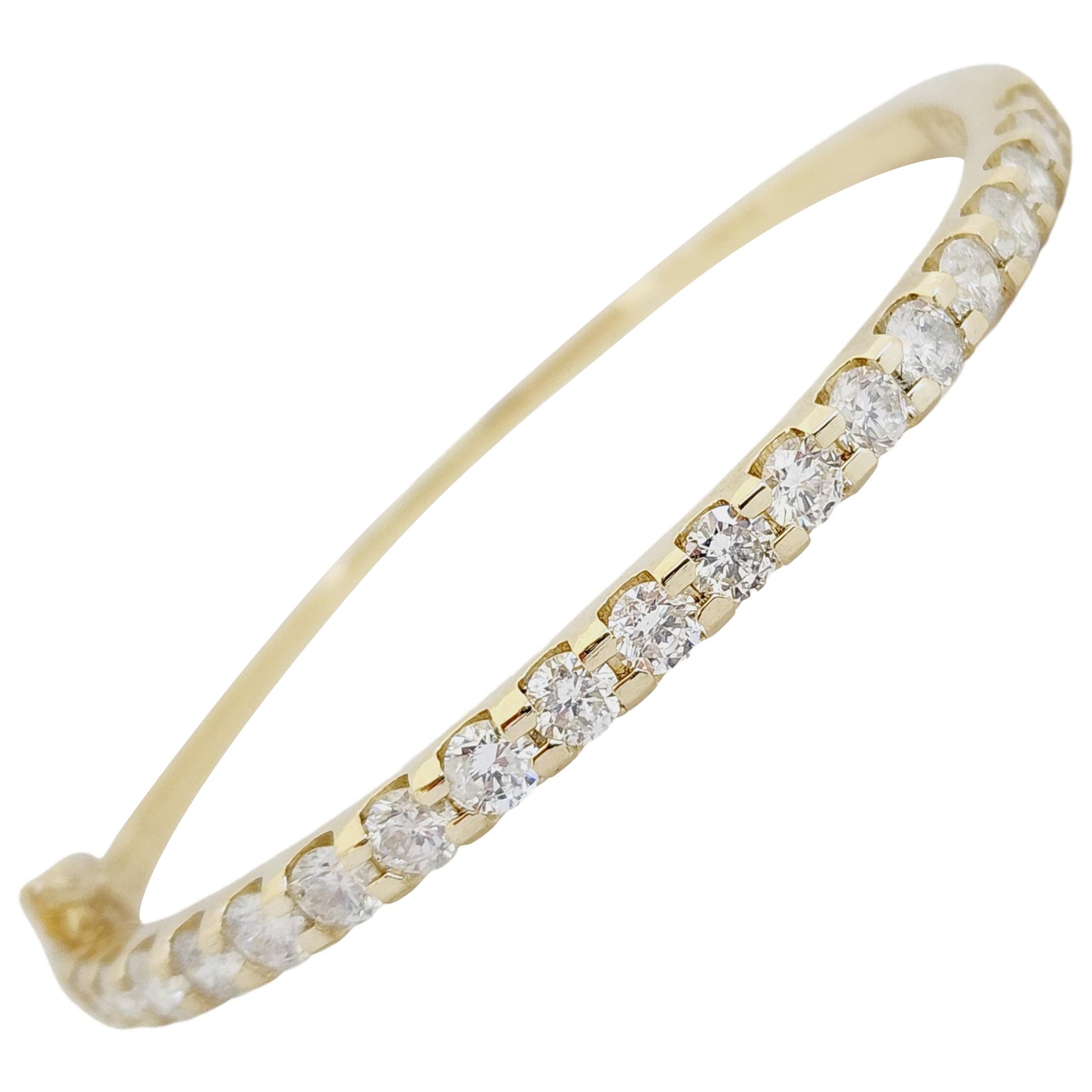 3.88 Carat Flexible Bangle Yellow Gold 14 Karat Bracelet