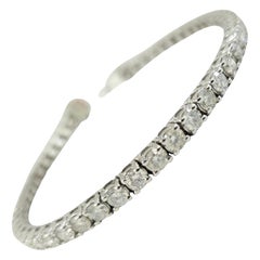 Bracelet de tennis en or blanc 14 carats avec diamants ronds taillés en brillant de 7,10 carats