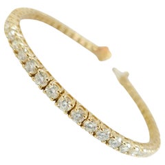Bracelet de tennis en or jaune 14 carats avec diamants ronds taillés en brillant de 7,49 carats
