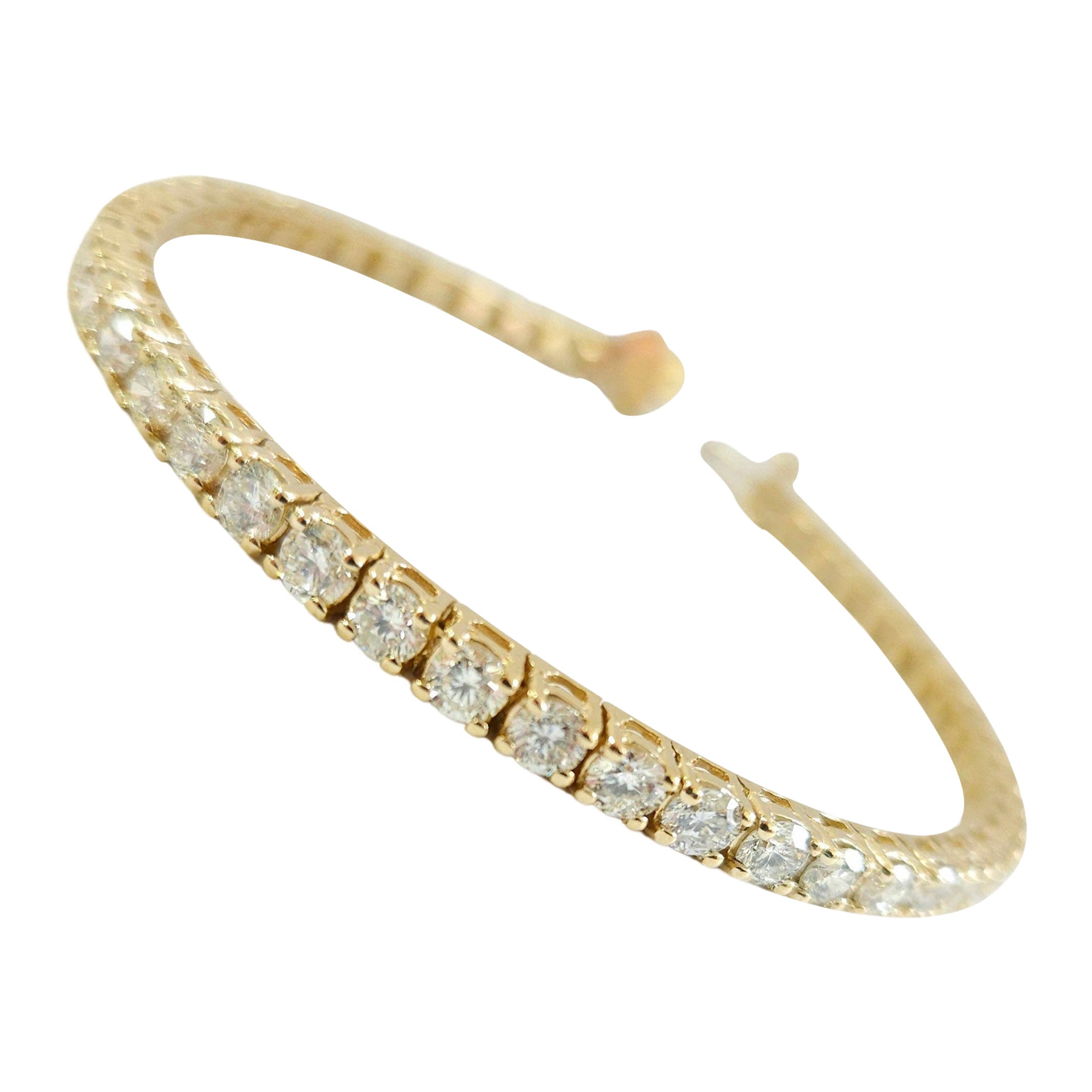 Bracelet de tennis en or jaune 14 carats avec diamants ronds taillés en brillant de 7,49 carats