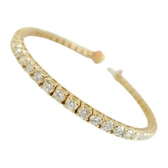 7.49 Carat Round Brilliant Cut Diamond Tennis Bracelet 14 Karat Yellow Gold