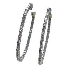 1.43 Carat Diamond Oval Hoops Earrings 14 Karat White Gold