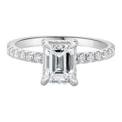 14k White Gold Emerald Cut Diamond Engagement Ring