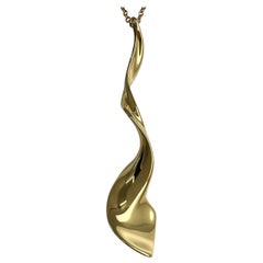 Tiffany & Co Frank Gehry 18k Yellow Gold Orchid Twist Spiral Pendant Necklace