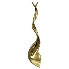 Frank Gehry, collier pendentif en or jaune 18 carats orchidée torsadée