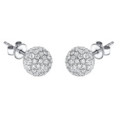 1.75 Carat Round Tresor Paris 8mm Diamond 18 Kt White Gold Ball Earrings