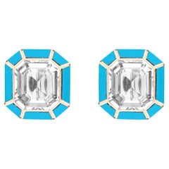 Goshwara Rock Crystal & Turquoise Inlay Stud Earrings