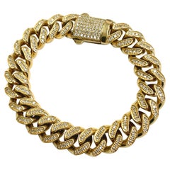 Bracelet à maillons cubains en or jaune 14 carats avec diamants naturels de 4,70 carats