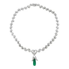 Diamond and Emerald Drop Necklace 