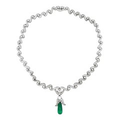 Diamond and Emerald Drop Necklace