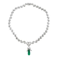 Collier à pendentifs en diamants et émeraudes 