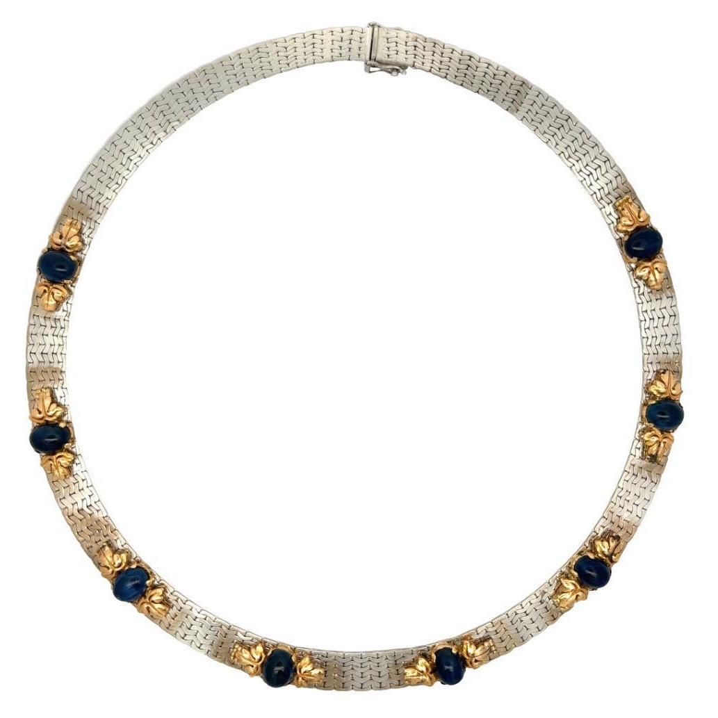 Cabochon Sapphire Necklace For Sale