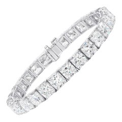 GIA Certified 28.80 Carat Cushion Cut Diamond Tennis Bracelet