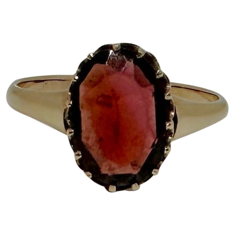 3 Carat Art Deco Bohemian Garnet Ring Gold Antique Wedding Engagement Cocktail For Sale