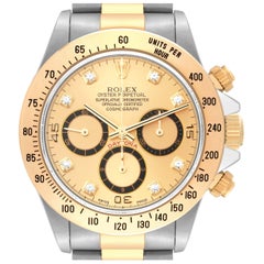 Vintage Rolex Daytona Steel Yellow Gold Diamond Dial Zenith Movement Mens Watch 16523