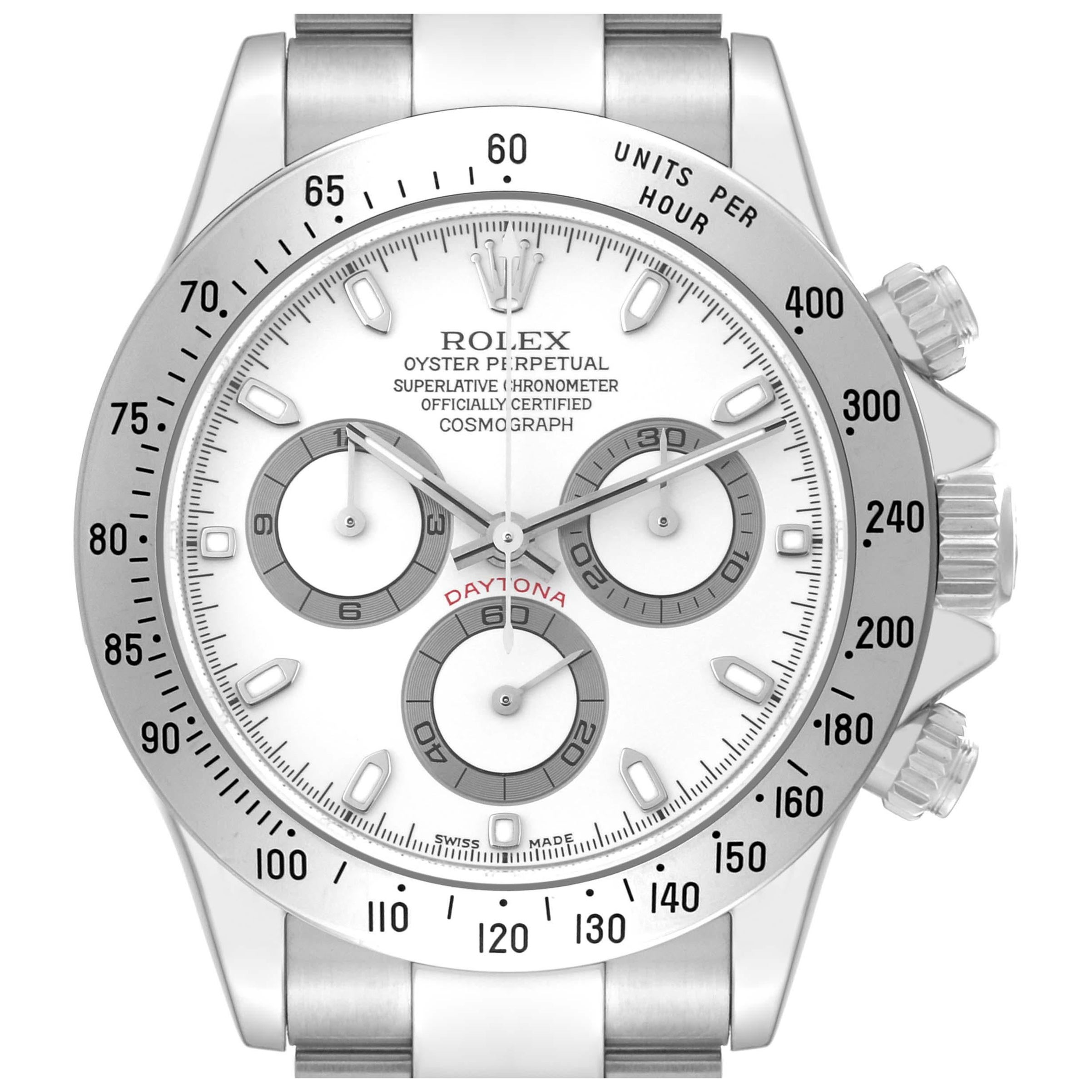 Rolex Daytona White Dial Chronograph Steel Mens Watch 116520