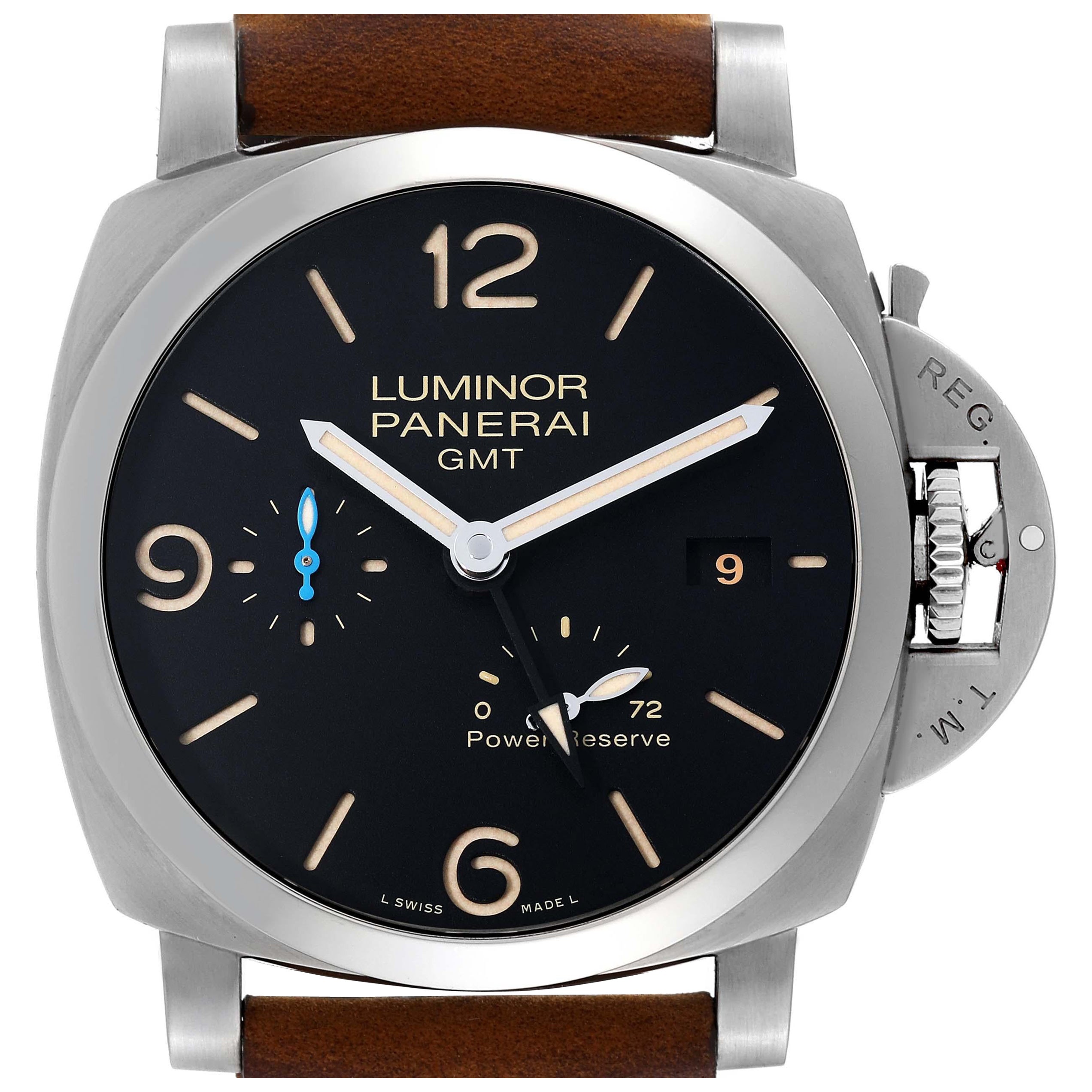 Panerai Luminor Marina 1950 3 Tage GMT Stahl Herrenuhr PAM01321 Box Karte