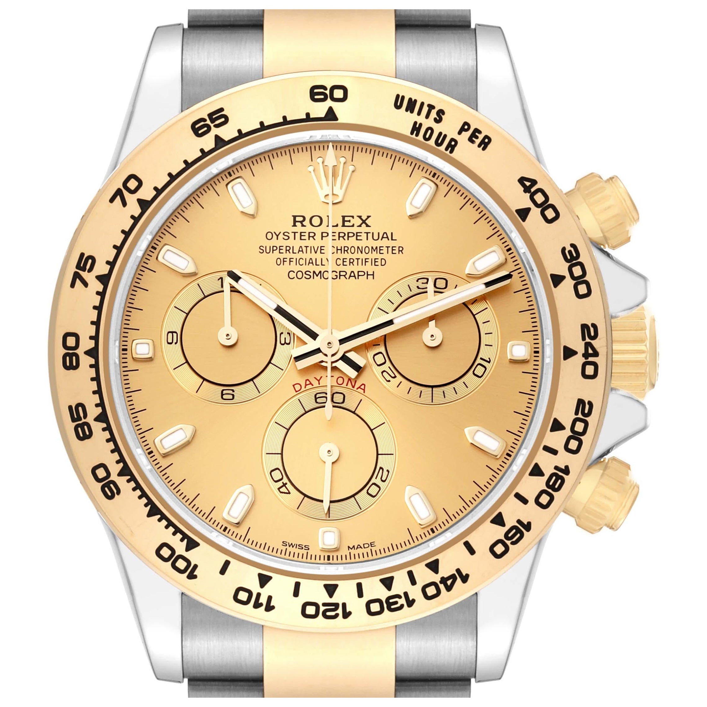 Rolex Daytona Champagne Dial Steel Yellow Gold Mens Watch 116503 Box Card For Sale