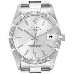 Rolex Montre pour homme Date avec cadran argenté et lunette tournée en acier 15210