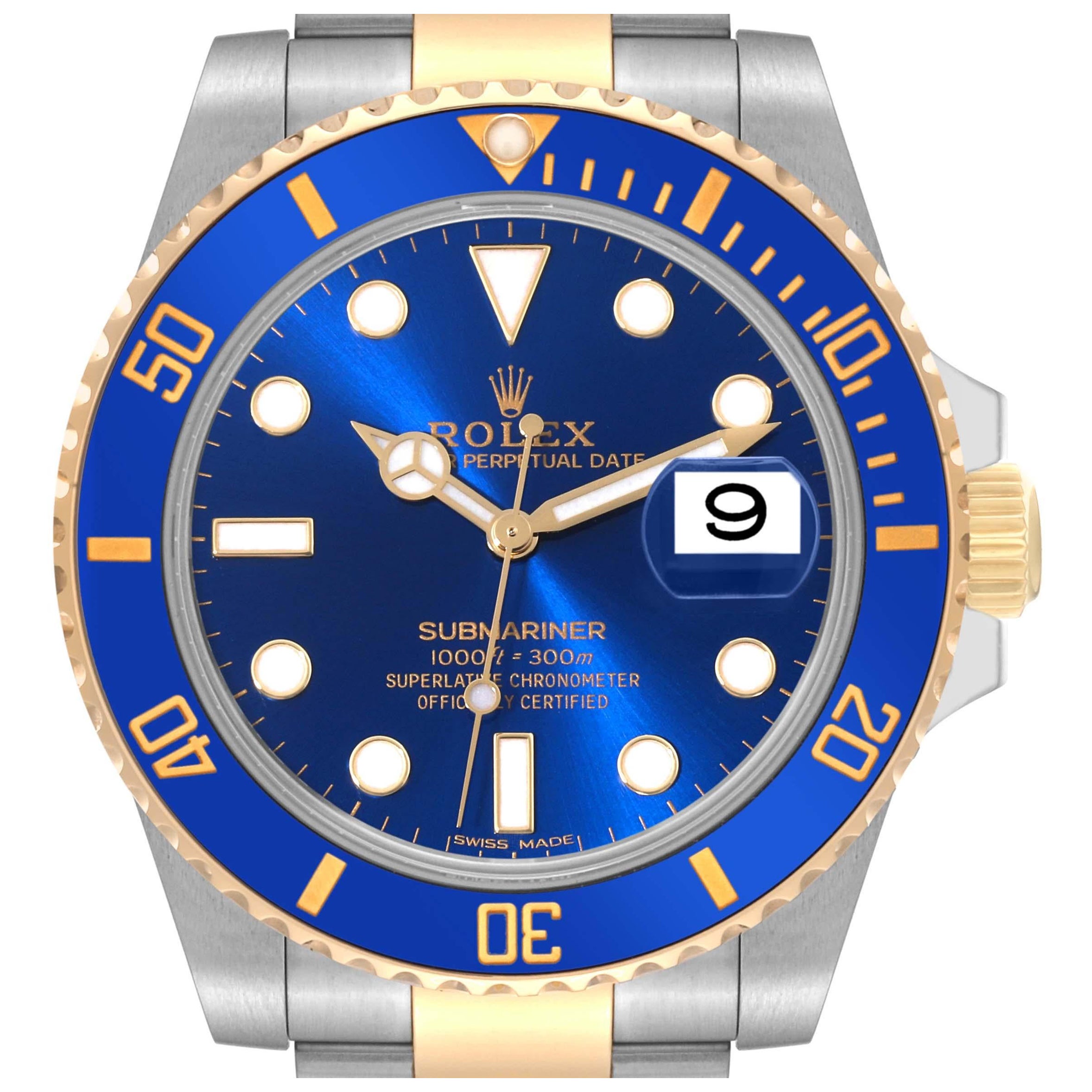Rolex Submariner Steel Yellow Gold Blue Dial Mens Watch 116613