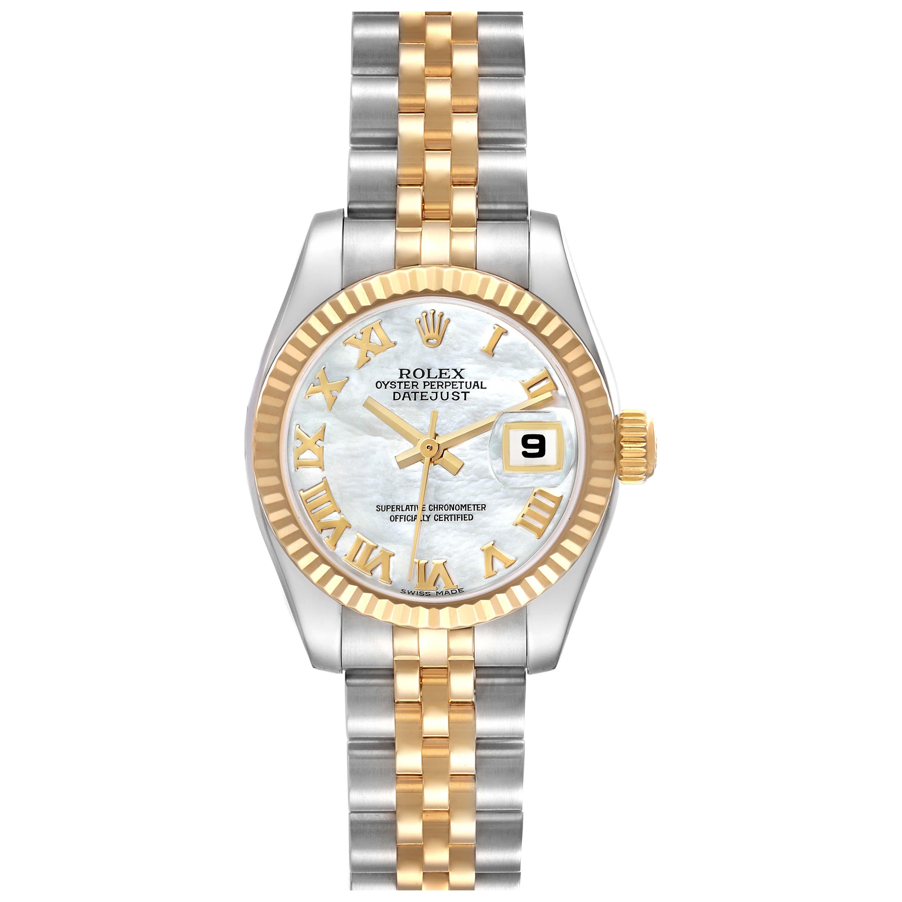 Rolex Datejust Steel Yellow Gold Mother Of Pearl Dial Ladies Watch 179173 For Sale