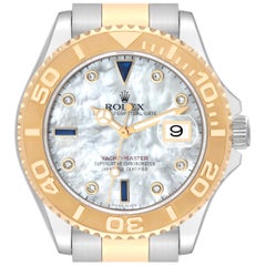Rolex Yachtmaster Steel Yellow Gold Diamond Sapphire Serti Mens Watch 16623