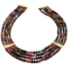 Antonini Gioielli Tourmaline Bead Diamonds Gold Necklace 1