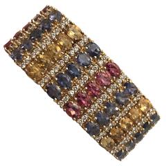 Stunning Tanzanite, Pink Tourmaline and Citrine Bracelet