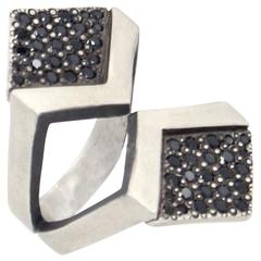 Black Spinel Sterling Silver Ring 2