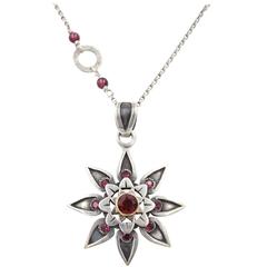 Sterling Silver Garnet Gold Pendant 9