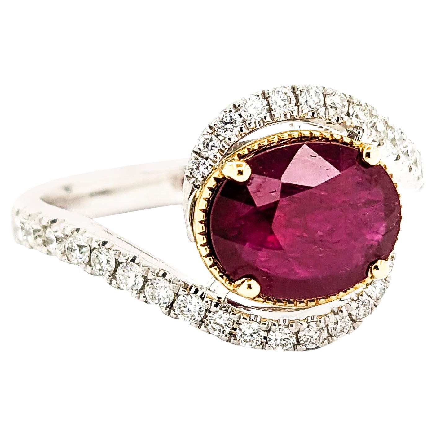 1.8ct Ruby & .34ctw Diamond Ring In Platinum For Sale