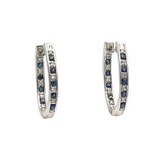 0.70 ct Natural Sapphire & Diamond Hoops