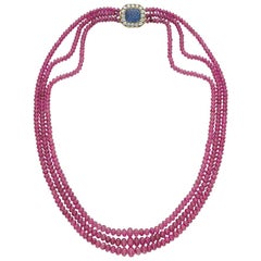 Bulgari - Collier de perles de rubis:: saphir et diamants