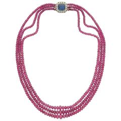 Bulgari Ruby Beads Sapphire Diamonds Necklace 2