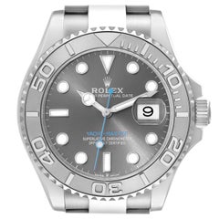 Used Rolex Yachtmaster Steel Platinum Bezel Rhodium Dial Mens Watch 126622 Box Card