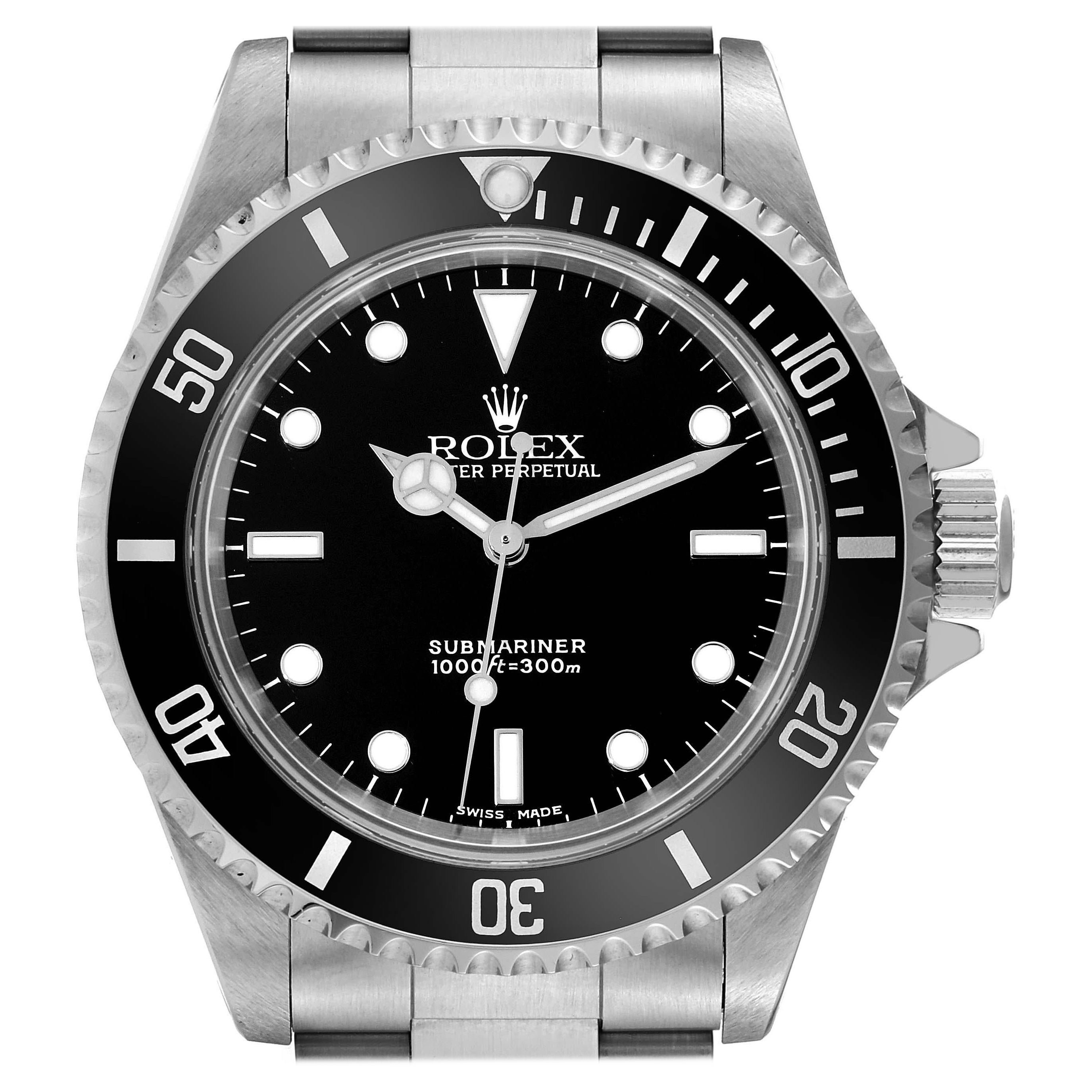 Rolex Submariner No Date 40mm 2 Liner Steel Mens Watch 14060 Box Papers