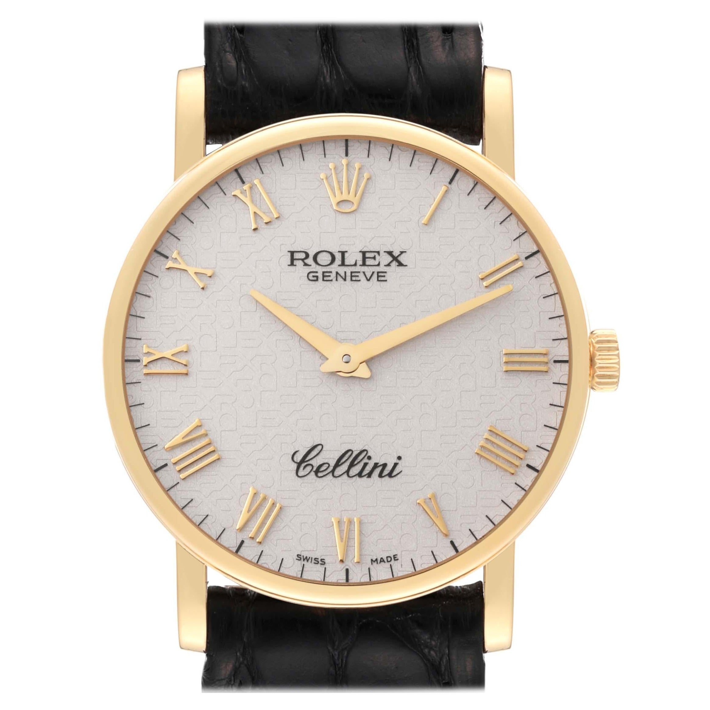 Rolex Montre Cellini classique pour homme en or jaune et cadran ivoire avec cadran anniversaire 5115