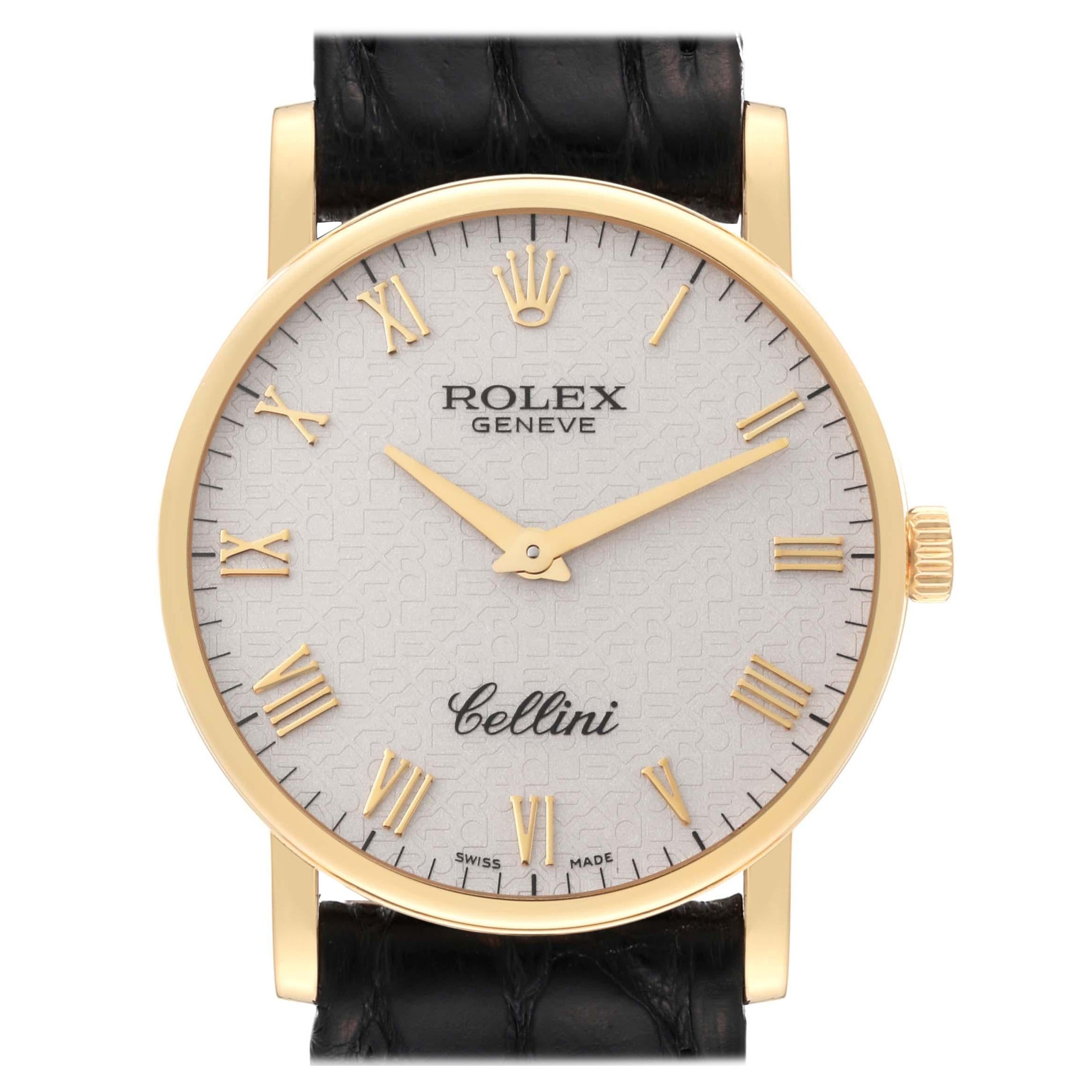 Rolex Cellini Classic Yellow Gold Ivory Anniversary Dial Mens Watch 5115