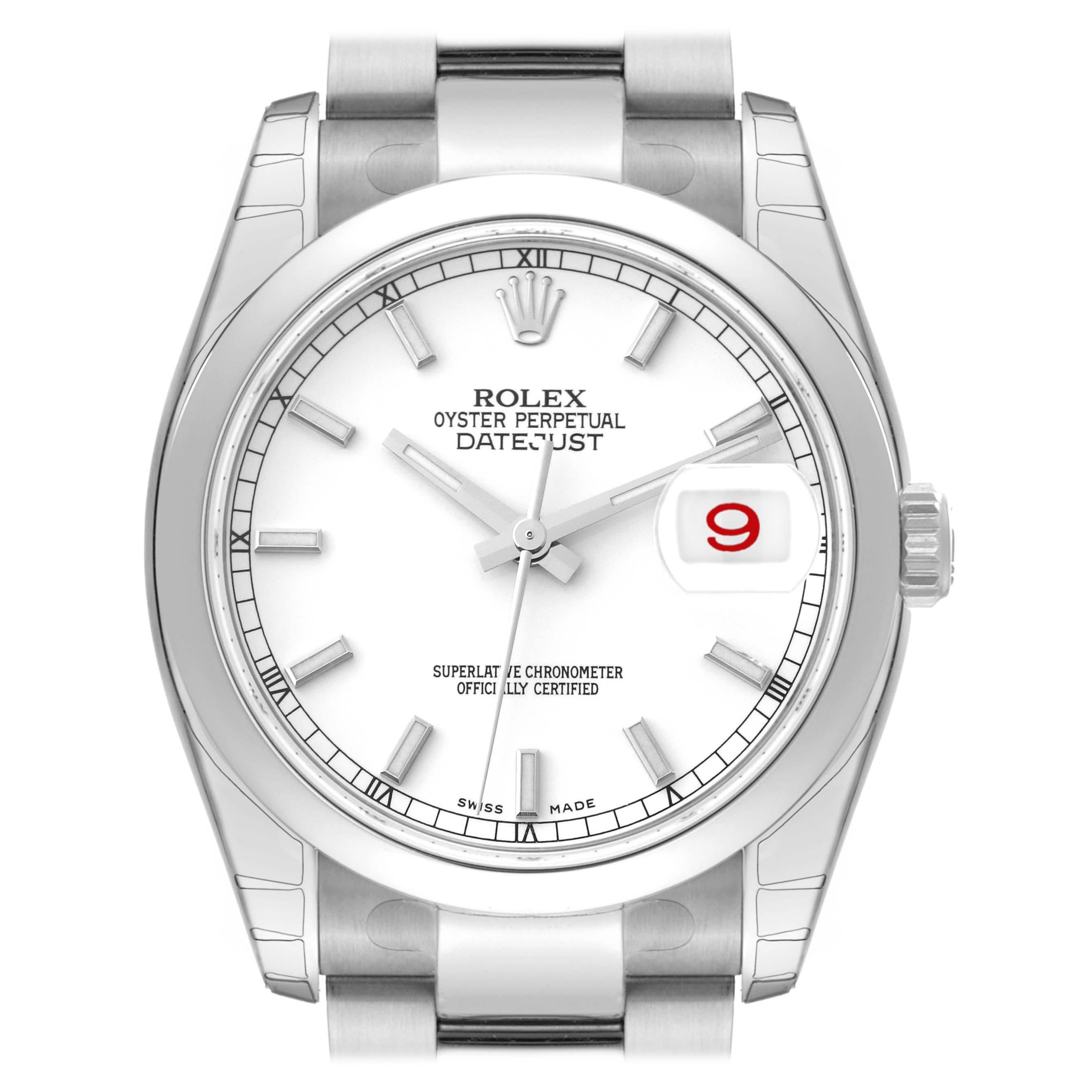 Rolex Montre Datejust Oyster Bracelet en acier pour hommes 116200 non portée avec cadran blanc