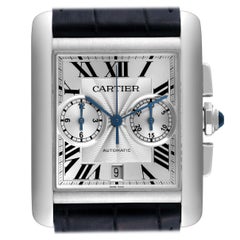 Cartier: Automatik-Chronograph-Herrenuhr Tank MC mit silbernem Zifferblatt, W5330007, Papiere