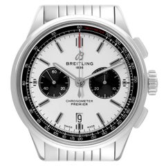 Used Breitling Premier B01 Chronograph Silver Dial Steel Mens Watch AB0118