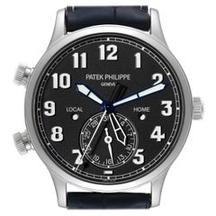 Patek Philippe Calatrava White Gold Pilot Travel Time Mens Watch 5524 Box Papers